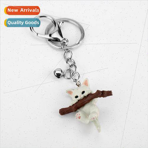 Creative cartoon branch cat doll keychain cute kitten car ke