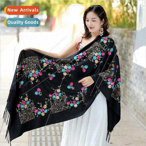 2023 new embroidered cashmere scarf female fall and winter t