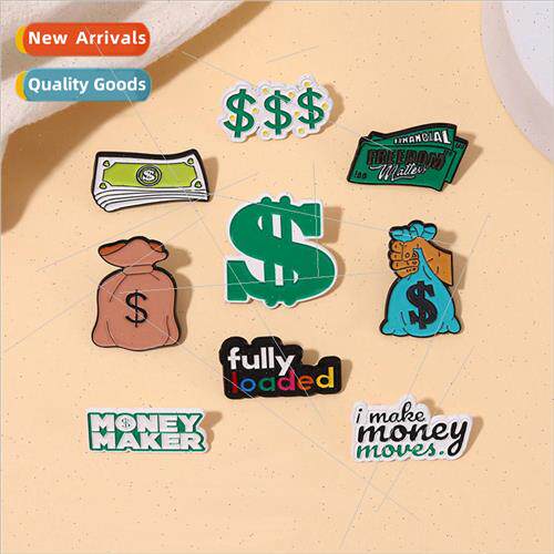 Gold coin banknote alloy letter brooch ins personalized nd I
