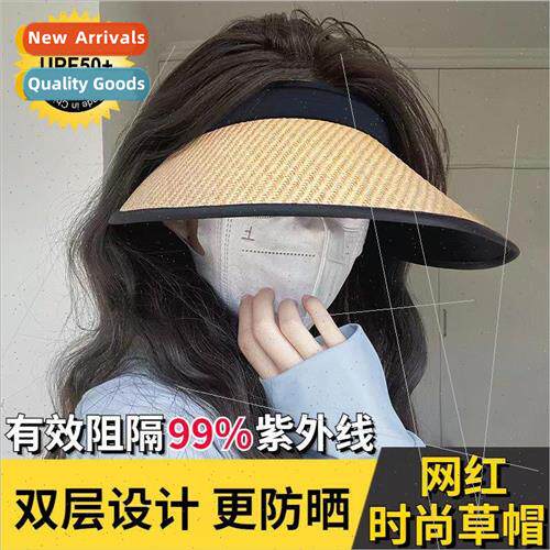 New vinyl hollow top hat outdoor sweet large brim sunscreen