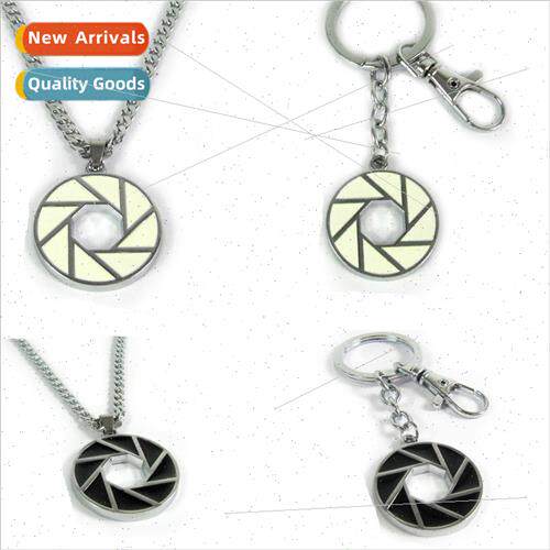 Portal black and white circle vortex alloy pendant necklace