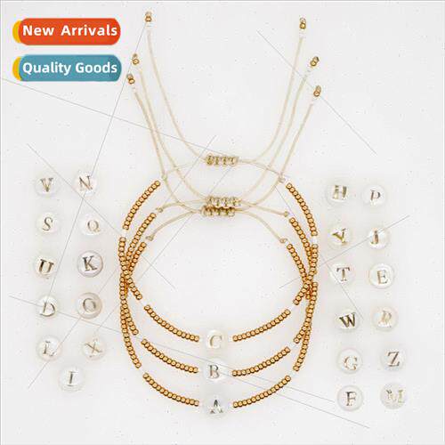 New bohemian  Japan imported rice beads bracelet shell lette