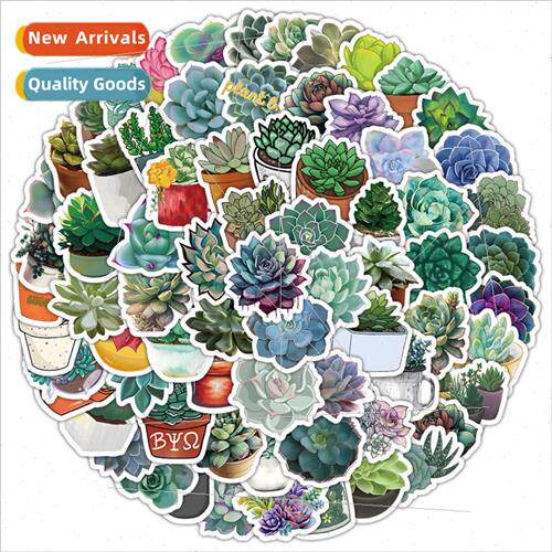 100 green plants succulent stickers decorative luggage notes