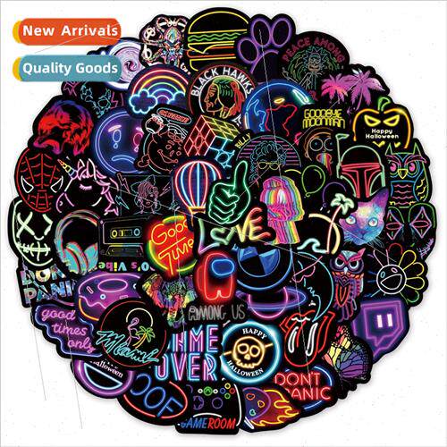 100 neon graffiti stickers suitcase guitar car computer wate