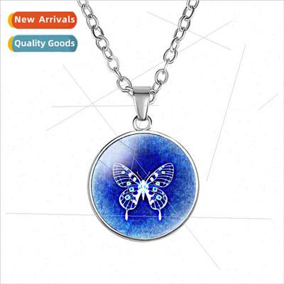 Butterfly Butterfly Pattern Time Gemstone Pendant mple Neckl