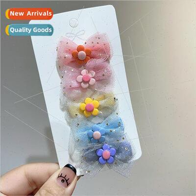 Childrens bright flash colorful flowers bow clip side clip d