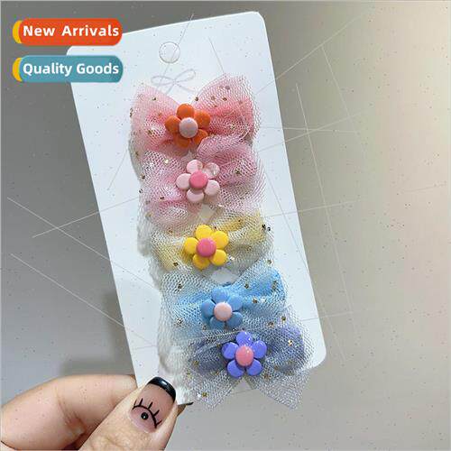 Childrens bright flash colorful flowers bow clip side clip d