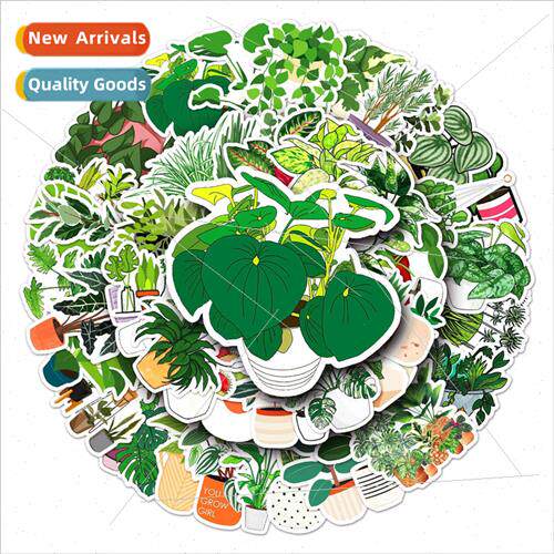 50 green plant luggage stickers creative nd waterproof suitc