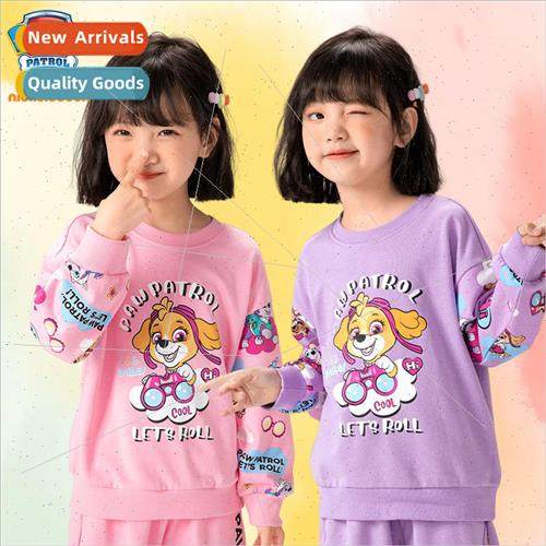 Girls Sweatshirt Clashing Sleeve Cartoon Print 2023 New Woof