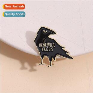 Alloy Brooch Dark Commemorative Bird Raven Animal Shad Black