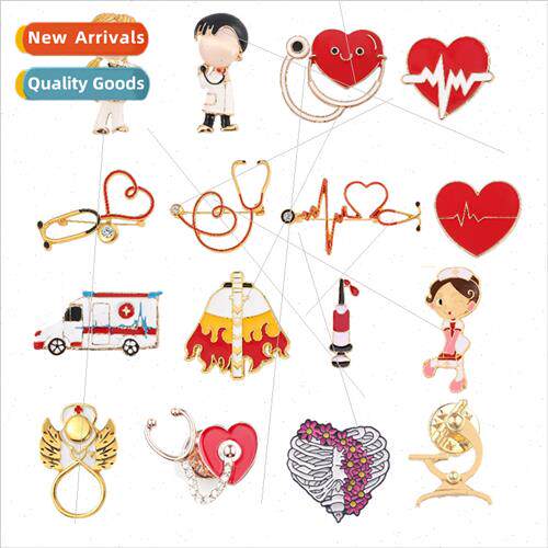 Jewelry medical series metal enamel pin stethoscope electroc