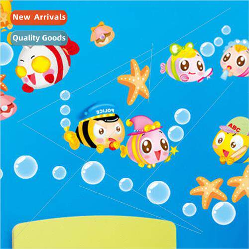 Underwater world cartoon bubble fish bedroom living room bat