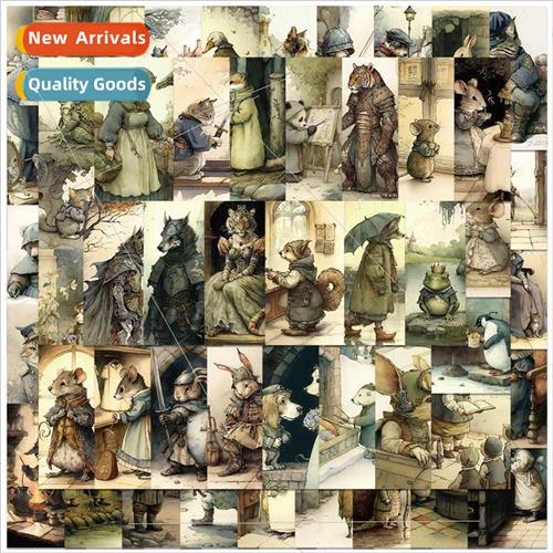 50 Vintage Fairytale Animal Book Illustration Stickers ggage