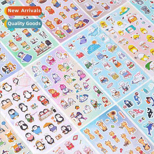 18 cartoon handbook animal flat stickers DIY album diary dec