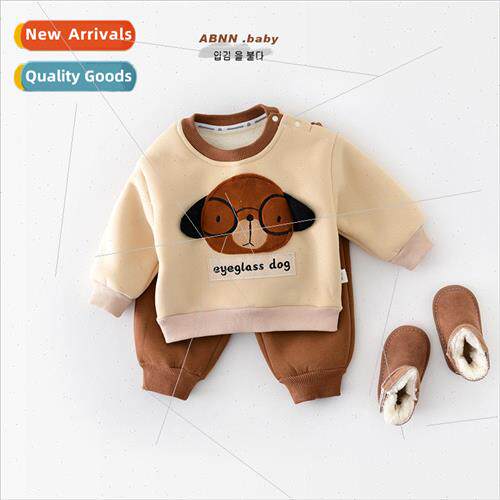 Baby autumn and winter set Baby cartoon dog one body wool th