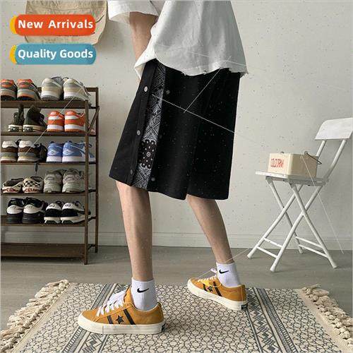 High Set cashew flower shorts men ins loose straight row of