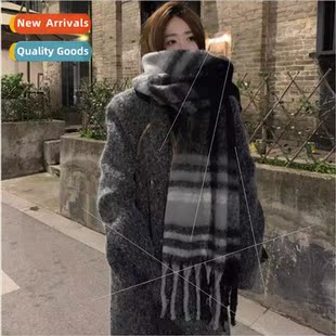 imitation plaid cashmere scarf winter Fashion female green