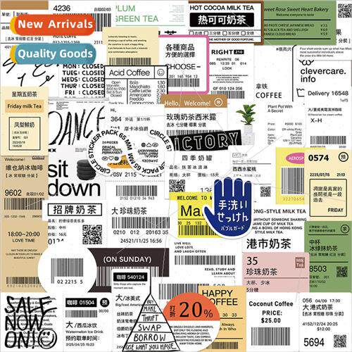 50 milk tea cup stickers coffee labels cold drinks ingredien