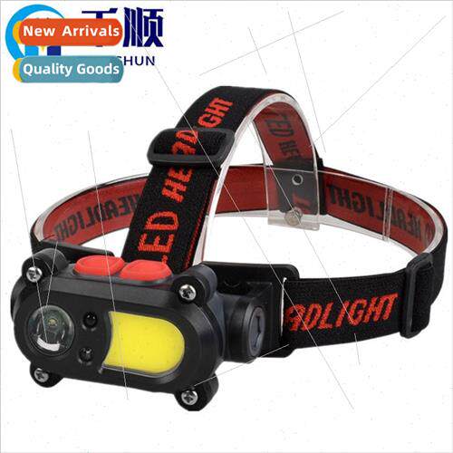 Mini COB sensor headlamp outdoor dual light source rechargea