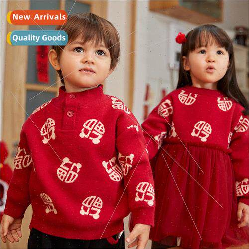 Boys sweater 2022 winter new male baby padded warm half-high