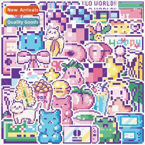 45 cartoon pink pixel wind graffiti stickers can be decorate