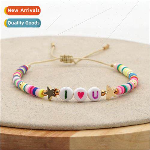 Bohemian ethnic  mom MOM letters small bracelet 4mm soft cer