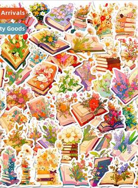 50 pcs of vintage aesthetic book floral mix and match sticke