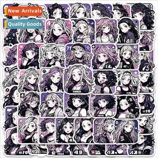 cool stickers cartoon girl retro purple dazzling pcs