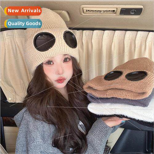 Pilot glasses wool cap windproof sunglasses knitted cap fall