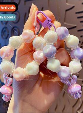 New cartoon bunny knot beaded keychain pendant phone case he