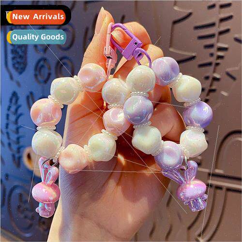 New cartoon bunny knot beaded keychain pendant phone case he