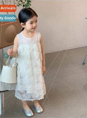 Korean girls undershirt skirt 2023 summer new childrens prin