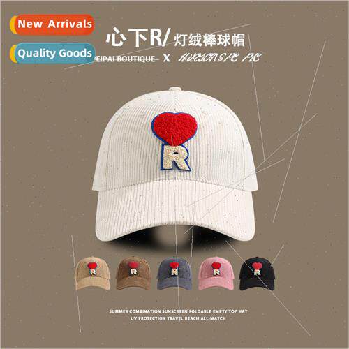 Hat female letters embroidered love corduroy baseball cap Ko