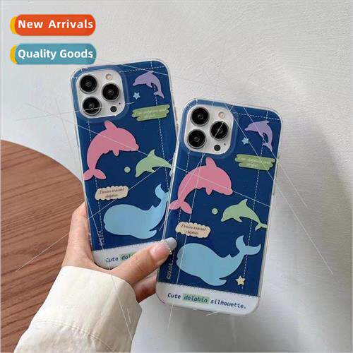 Cartoon ins blue ocean whale 适用 Apple 12 phone case iPhone