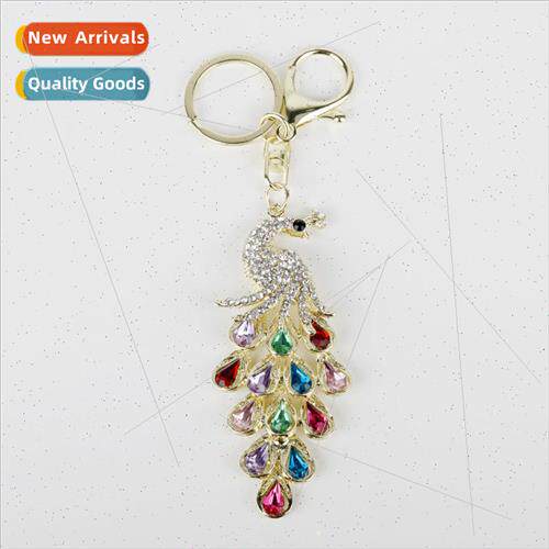 Korean alloy peacock keychain girls bag charm car decoration