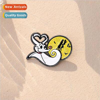 Halloween Spooky Pumpkin Love Story Metal Brooch Clothes Bag