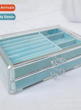 Two drawers and two layers acrylic velvet tray earrings earr