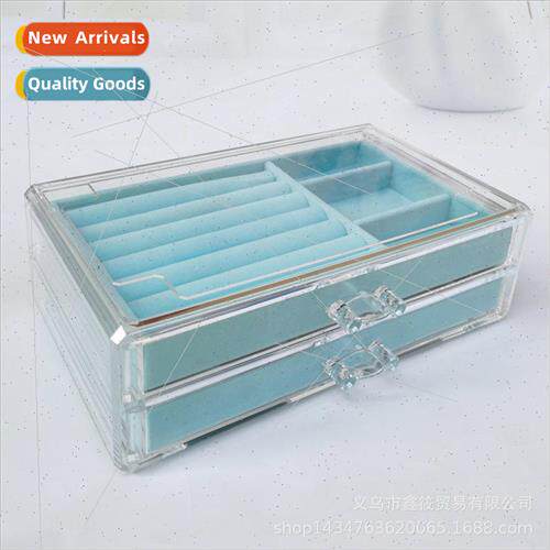 Two drawers and two layers acrylic velvet tray earrings earr