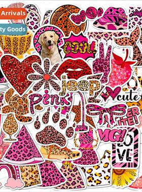 50 pink leopard print simple ins handbook photo decoration s