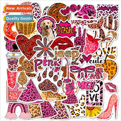 50 pink leopard print simple ins handbook photo decoration s