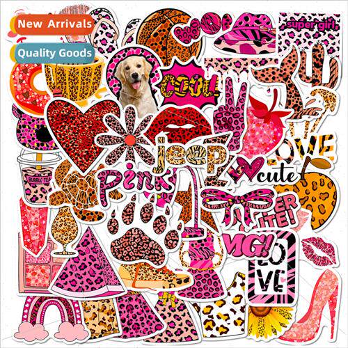 50 pink leopard print simple ins handbook photo decoration s