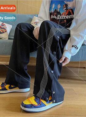 Button casual pants mens summer high set nd dragging pants l