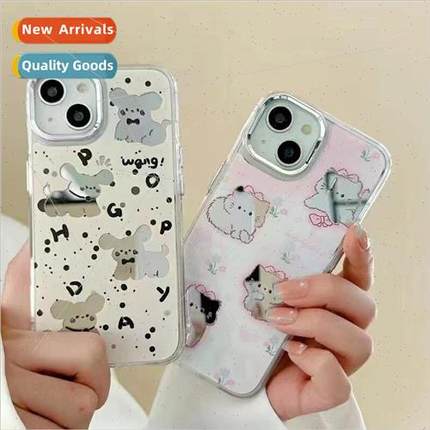 Cute splash ink dog cat lens 适用 apple 14promax phone case