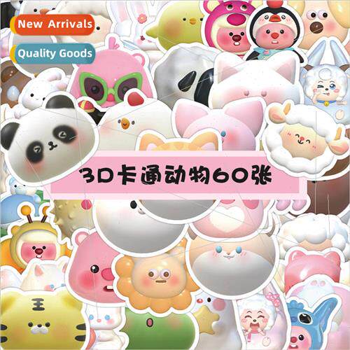 60 pcs of 3D animal stickers cute cartoon bunny puppy high v