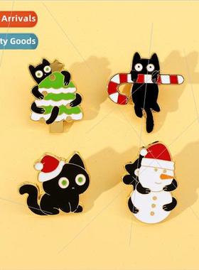 Cute cartoon creative Christmas cat brooch Christmas modelin