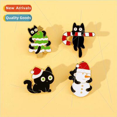 Cute cartoon creative Christmas cat brooch Christmas modelin