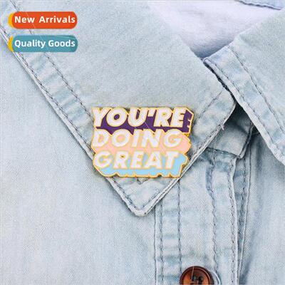 YOU`RE DOING GREAT Alphabet Brooch Colorful Alphabet Metal B