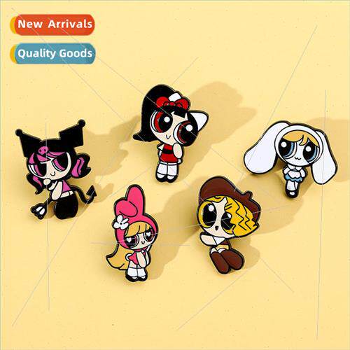 Cute cartoon Powerpuff Girls alloy brooch Sanrio modeling Po