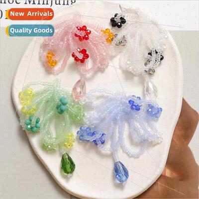 Teenage bow crystal flowers diy handmade weaving beaded hair