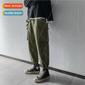 drawstring pants male Hong loose workwear straight leg Kong